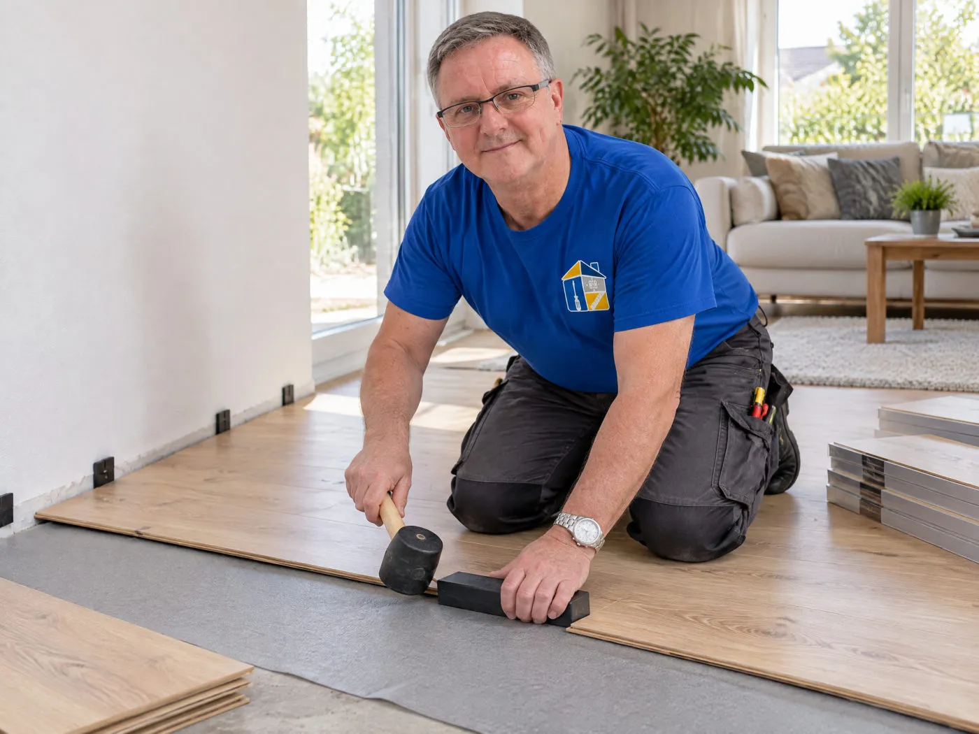 Frank Siebert verlegt Klick-Laminat