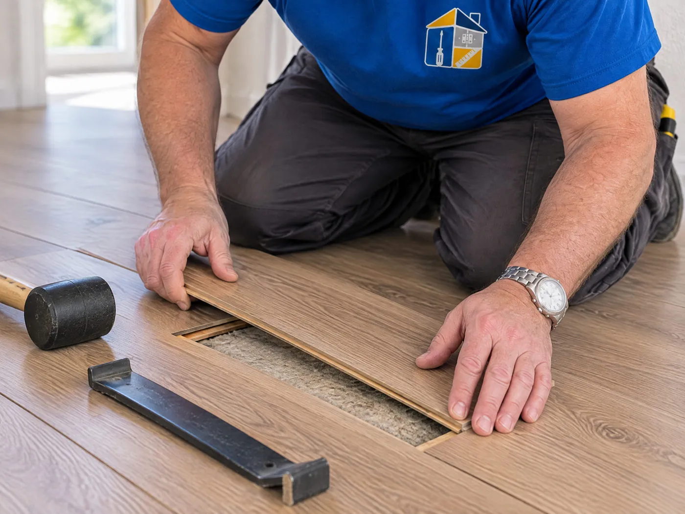 Eine einzelne Laminatdiele wird getauscht